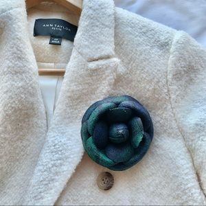 Green Plaid Felt Flower Pin